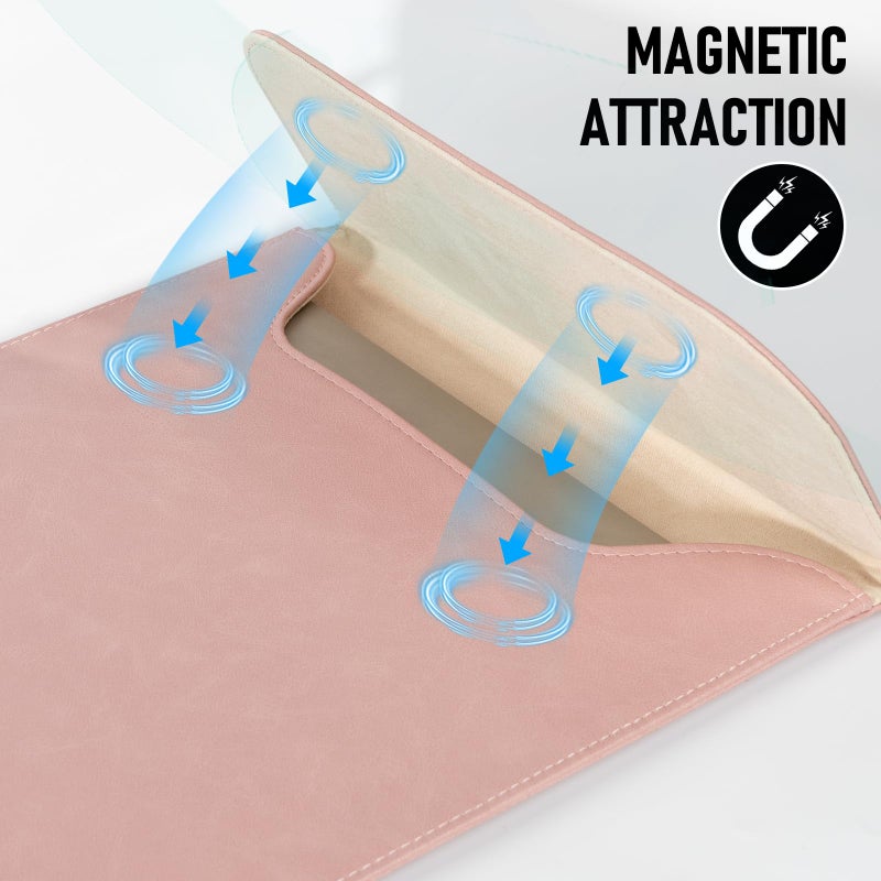 Allinside 13 inch Laptop Sleeve Case for MacBook Air 13 2018-2025/MacBook Pro 13 2016-2022, Waterproof PU Leather Laptop Sleeve Bag Protective Vertical Case Cover, Pink - Image 4